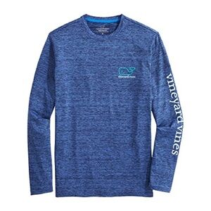 VINEYARD VINES Blue Long-Sleeve Whale Harbor Performance Tee Shirt S